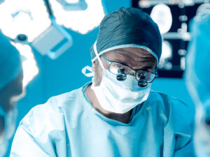 Closeup of locum tenens general surgeon