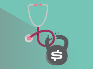 Illustration of stethoscope and broken lock representing how you can pay off medical school debt