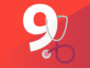 Illustration of number 9 with a stethoscope