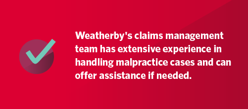 Graphic stating that Weatherby's claims management team is experienced and can offer help if needed.