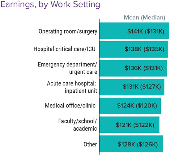 Chart - 2021 PA earnings by work setting