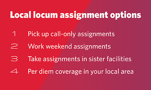 Graphic list of local locum assignment options