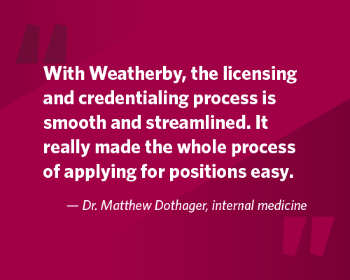 Dr Dothager quote on working with Weatherby