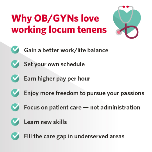 Infographic why OBGYNs love working locum tenens