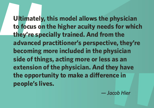 Jacob Hier quote about advanced practice provider benefits