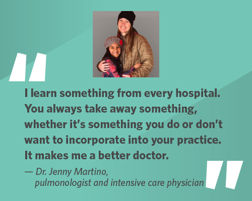 Quote from Dr. Jenny Martino about locums making her a better physician