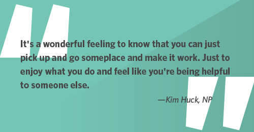 Quote from NP Kim Huck about why she enjoys locum tenens