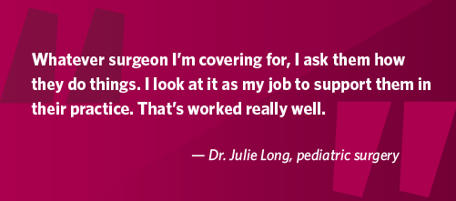 Quote from Dr. Julie Long about working with others on a locums assignment