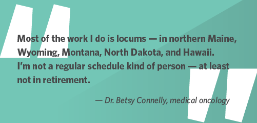 Quote from Dr. Connelly about traveling and schedule flexibility working locums