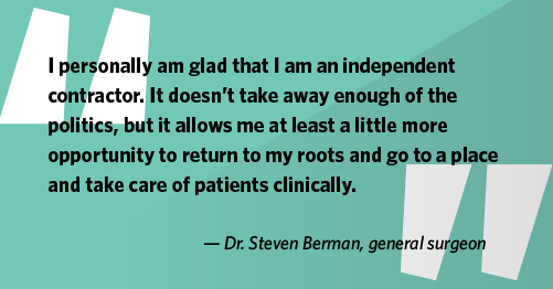 general surgeon Dr Berman quote on working locums