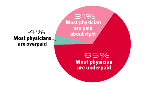 pie chart showing doctors' opinions on if they're getting paid fairly