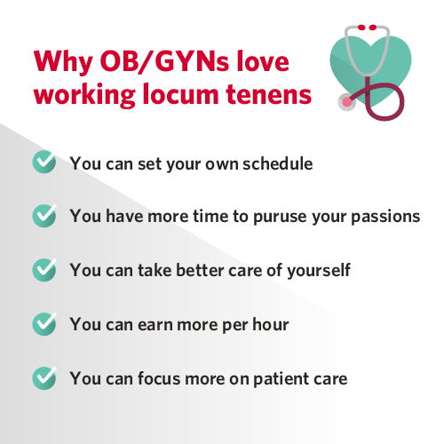 Graphic list of the reasons OB/GYN physicians love working locum tenens